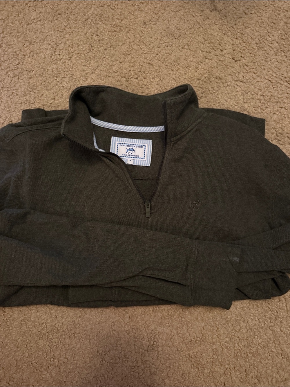 Southern Tide Men's Olive Green Quarter-Zip Pullover
